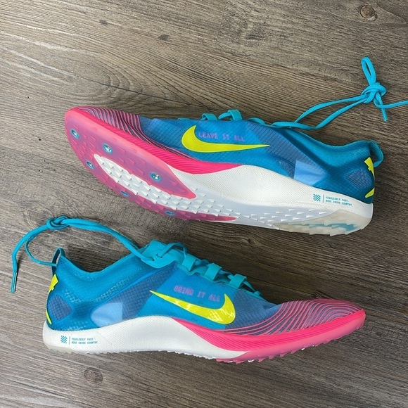 Nike Zoom Victory 5 XC Cross Country Track Spikes Lakeside Blue Yellow, Mens 12 - Picture 2 of 10